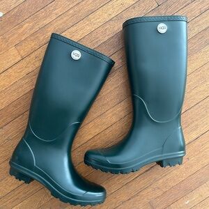 UGG Tall Waterproof Rain Boots in Deep Green